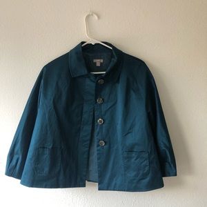 J Jill satin blue short swing coat size Small Petite